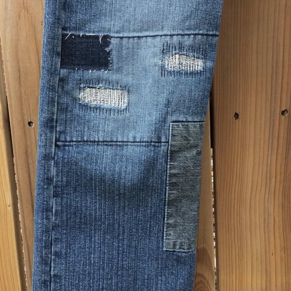 Seal Kay Patchwork Indigo Blue Denim Jeans Straight Leg Fit Womens Size 26 NWOT - Picture 4 of 16
